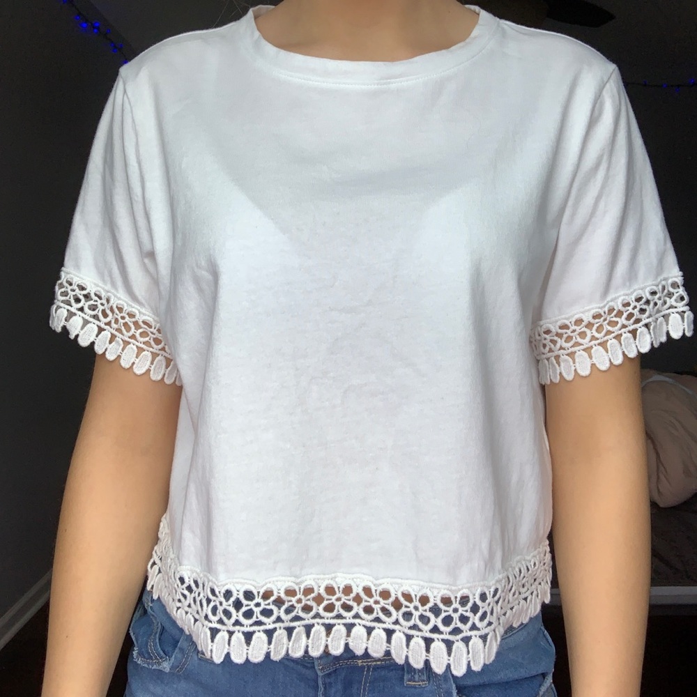 White fringe crop top